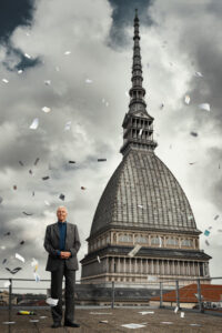 Peter Greenaway fotografato Riccardo Ghilardi Museo Cinema Torino regista britannico collezioni Mole Antonelliana