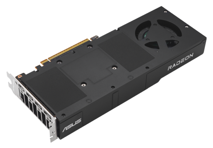 Backplate metallico ASUS Turbo Radeon AI Pro R9700 con scanalature