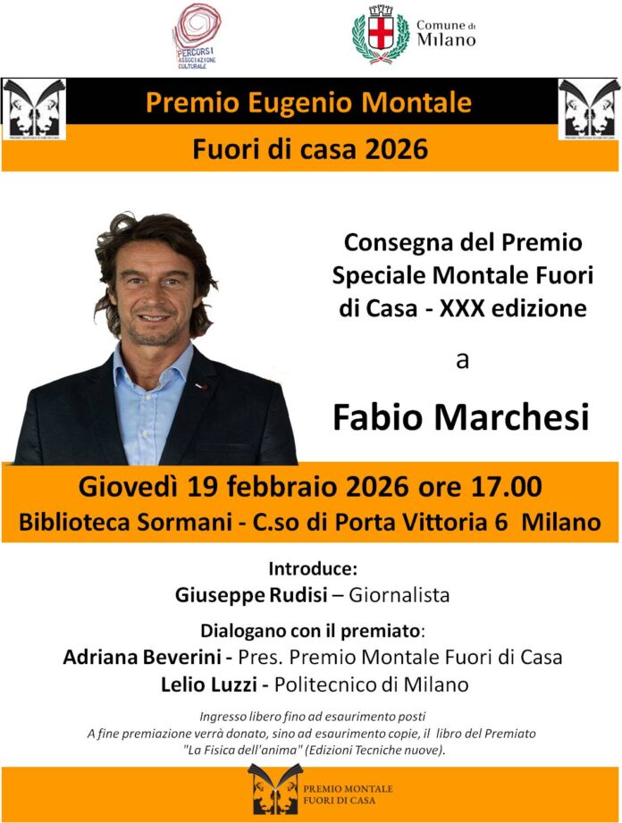 Fabio Marchesi vincitore Premio Montale con libro La fisica dell'anima